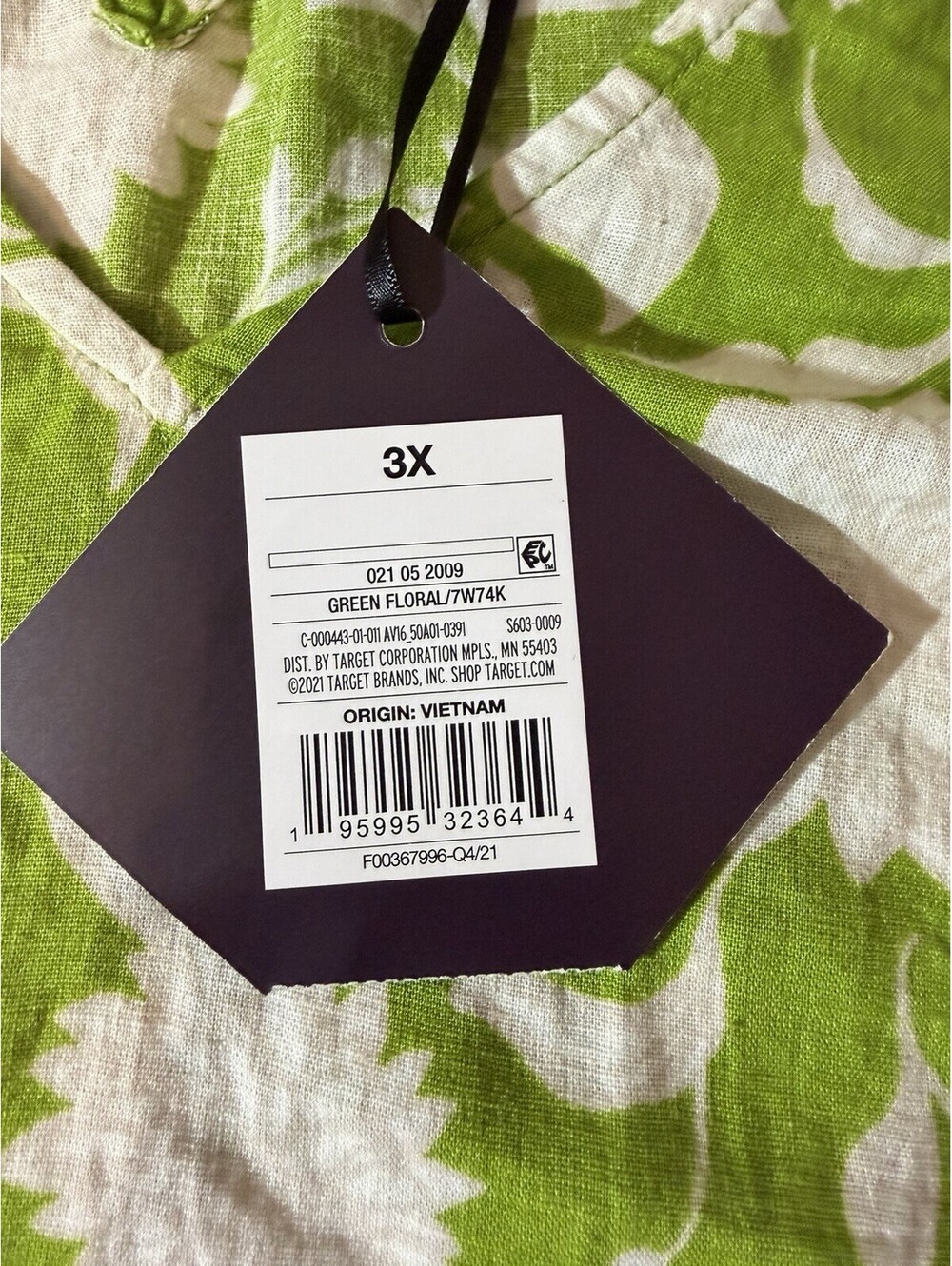 Ava & Viv Linen Blend Blouse Womens 3X Green Floral Beach Resort Wear New - Picture 6 of 11